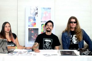 Tom McDyne with Daniel Vergara and his wife Anggie at a Comic-Con style event somewhere in the Caribbean