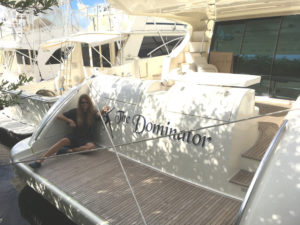 Tom McDyne - SavaNerd - On USAIN BOLT'S boat THE DOMINATOR somewhere in the Caribbean (complete with signature pose) Usainbolt.com